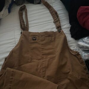 Girrl Scout Brown Canvas Overalls in Mustard Brown
